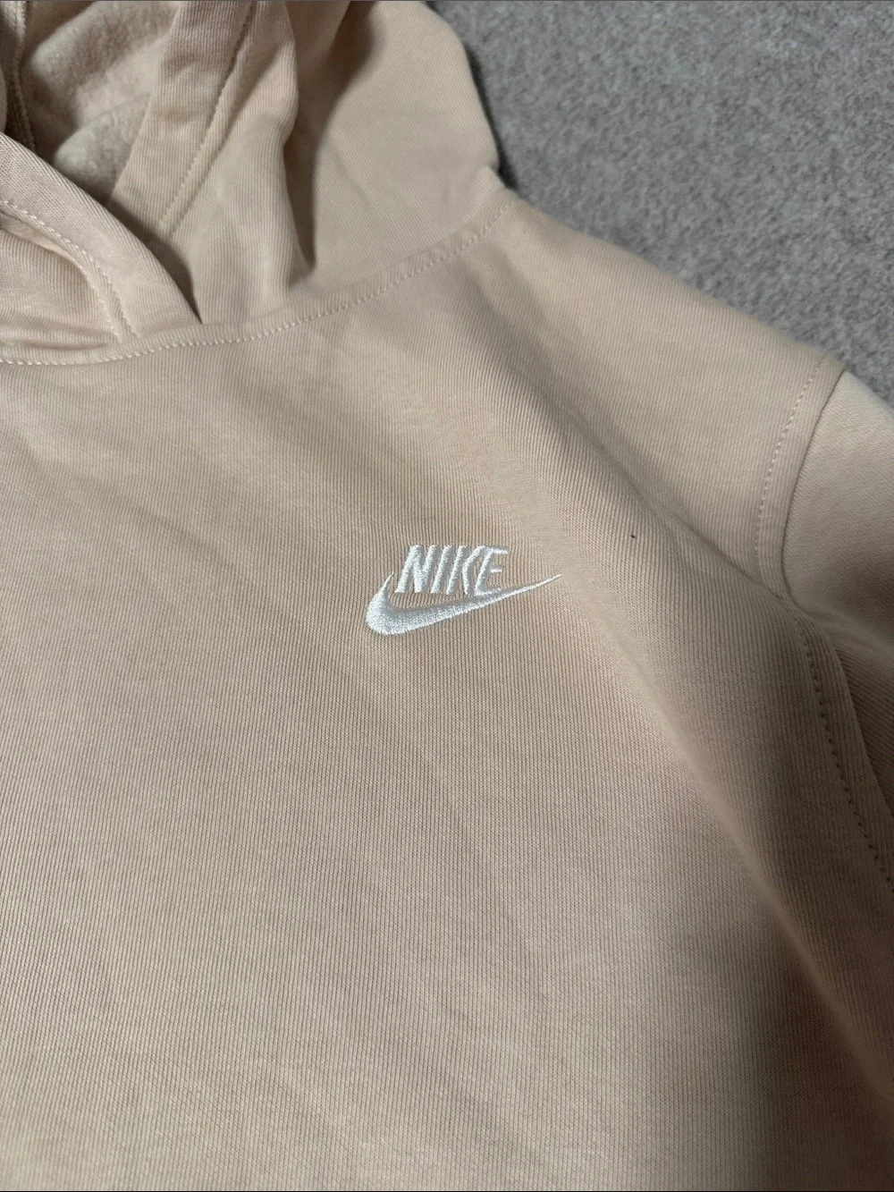 Nike Beige Hoodie with White Swoosh Logo Youth XL